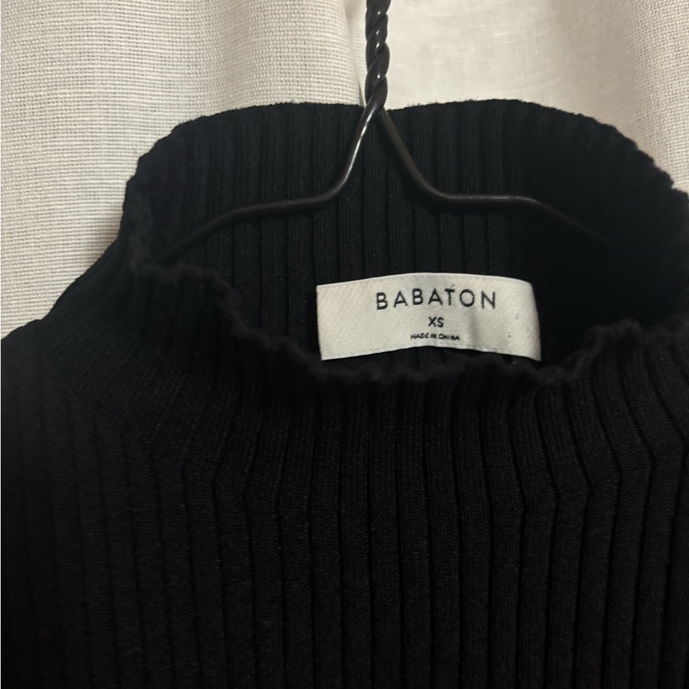 Babaton Black Ribbed Women's Sweater